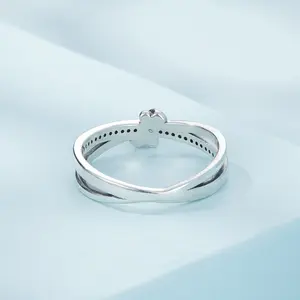 JLN Atacado 925 prata esterlina vintage nó banda anéis para mulheres retrô transparente CZ moldura de anel de casamento joias finas presente SCR896