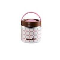 Boîte à lunch ronde en acier inoxydable de 590 ml, vente en gros d'usine, avec poignée dissimulée et cuillère, anti-fuite, isotherme, impression de logo personnalisée