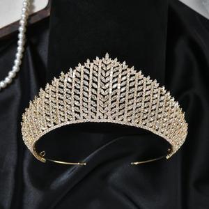 ROMANTIQUE Nouveau Grand <span class=keywords><strong>Diadème</strong></span> Reine Baroque <span class=keywords><strong>Miss</strong></span> Univers Vintage Zircon Couronne Mariage Diadèmes De Mariée - Product Image 3