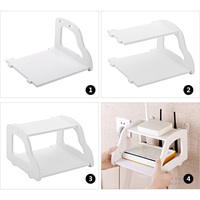 Étagère murale sans perçage pour routeur WiFi, décodeur et multiprise décorative, en PVC blanc et panneau de bois plastique
