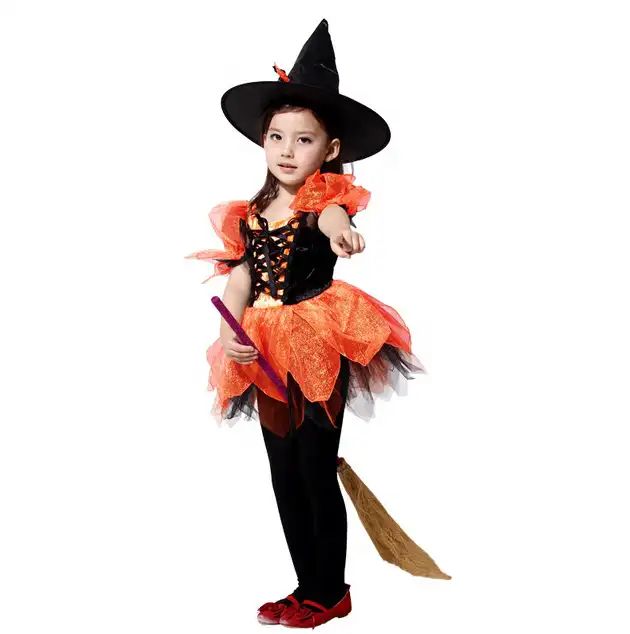 Phổ Biến Cô Gái 'Phù Thủy Trang Phục Halloween Trang Phục Trẻ Em Cổ Điển Witchy Ăn Mặc