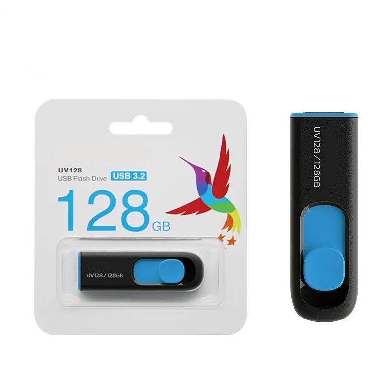 Adata UV128 Usb Flash Drive, stik memori Usb 8gb 16gb 32gb 64gb 128gb kecepatan tinggi 3.2 Gen 1