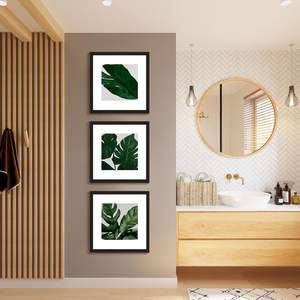 Set di 3 Cornici 20x20 per Esporre Foto con Passepartout o Senza, Cornici in Legno Massiccio Nero per Parete - Product Image 4