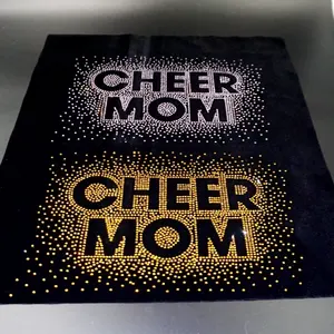 Fornecedor da China com logotipo 3D de cheer mom brilhante, transferência de calor, strass mistos, corretagem a quente, cheer mom