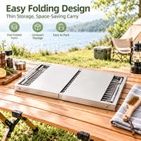 Barbecue pliant moderne en acier inoxydable à hauteur réglable, portable pour le camping en extérieur et l'usage domestique