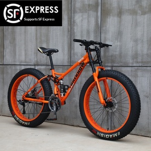Vélo de montagne à double frein à disque, cadre en acier à haute teneur en carbone, tout-terrain, plage, <span class=keywords><strong>neige</strong></span>, pour hommes, femmes, jeunes, suspension souple, amortisseur 4.0 - Product Image 3
