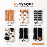 Chaussettes douces et épaisses en forme de patte de chat pour femmes et hommes, chaussettes d'intérieur pour l'hiver, vente en gros