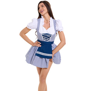 Costume Oktoberfest 2026, 3 Colori, Abito per Festival della Birra, Gonna a Quadri <span class=keywords><strong>da</strong></span> Cameriera per Donna - Product Image 4