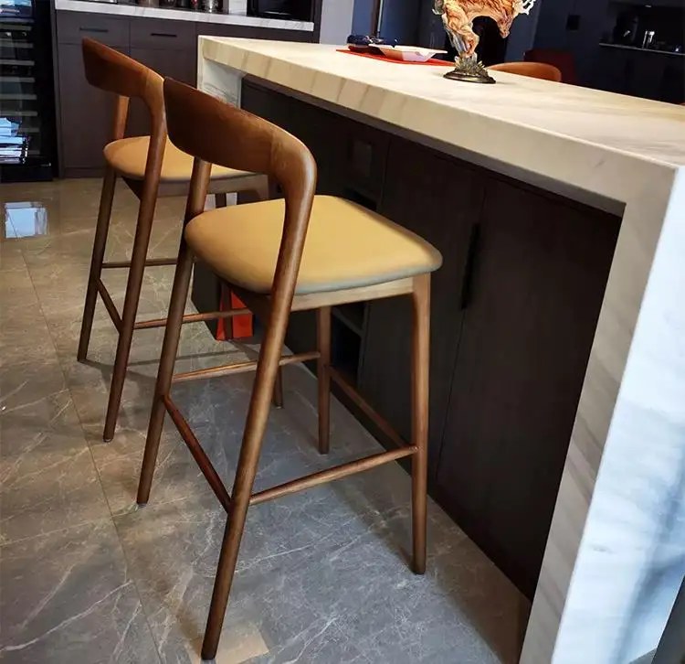 Tabouret de bar moderne en bois de frêne massif avec siège en tissu, vente en gros, le nouveau Bar 2022, Offre Spéciale