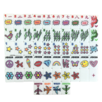 Juego de Mahjong Americano Personalizado con Amuletos de la Suerte, Color Azul Perla Hamptons, 160 Piezas de Acrílico Ecológico, de Lujo para Viaje