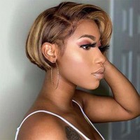 Perruque Bob Courte Droite en Cheveux Humains avec Dentelle Frontale 13x4, Cheveux de Bébé Naturels, Couleur Personnalisée pour Femmes Noires