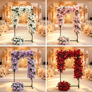 Composition florale artificielle demi-arche pour toile de fond de mariage, rangée de fleurs pour cérémonie de mariage, fête, événement, décoration, vente en gros - Product Image 5