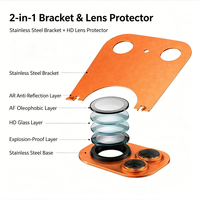 Protection d'objectif d'appareil photo pour iPhone 18 Pro Max AF+AR, film de protection en verre pour iPhone 17 Pro avec béquille métallique invisible réglable