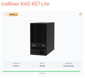 Brandneue Iceriver KAS KS7 Lite 4.2T Kaspa Coin Miner 500W KS7 Lite KAP Miner Low-Power-Lösung - Product Image 3