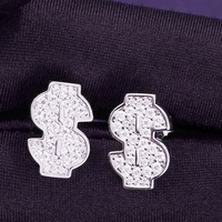 Hip Hop 925 Sterling Silver Iced Out VVS Moissanite Dollar Boucles d'oreilles Fine Jewelry Passes Diamond Tester pour hommes et femmes