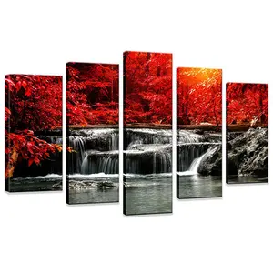 Venta al por mayor de la pared arte moderno impresión 5 casa decoración paisaje pinturas de aceite huellas árbol cartel naturaleza pintura de la lona