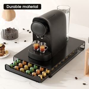 Porte-<span class=keywords><strong>capsule</strong></span> de café <span class=keywords><strong>Nespresso</strong></span> en métal noir pour 60 dosettes <span class=keywords><strong>Tiroir</strong></span> de rangement Organisateur de café - Product Image 2