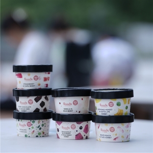 Tùy chỉnh 3Oz 4oz 5oz 500ml Logo tùy chỉnh in giấy trắng kem ly với nắp và thìa - Product Image 4