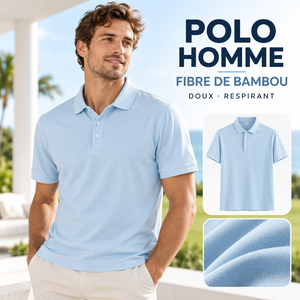 Polo homme à manches courtes en fibre de bambou 100% viscose de bambou, respirant, doux, polo de golf, logo personnalisé OEM ODM - Product Image 2