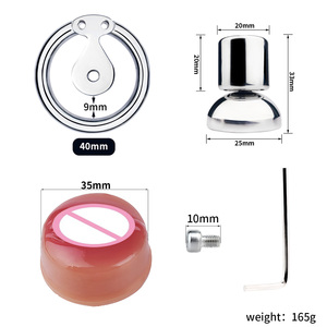 FRRK 2024 nuevo estilo en forma de vagina jaula de castidad Sissy I jaula de castidad CBT juego de acero inoxidable hombre jaula para evitar la masturbación pene - Product Image 2