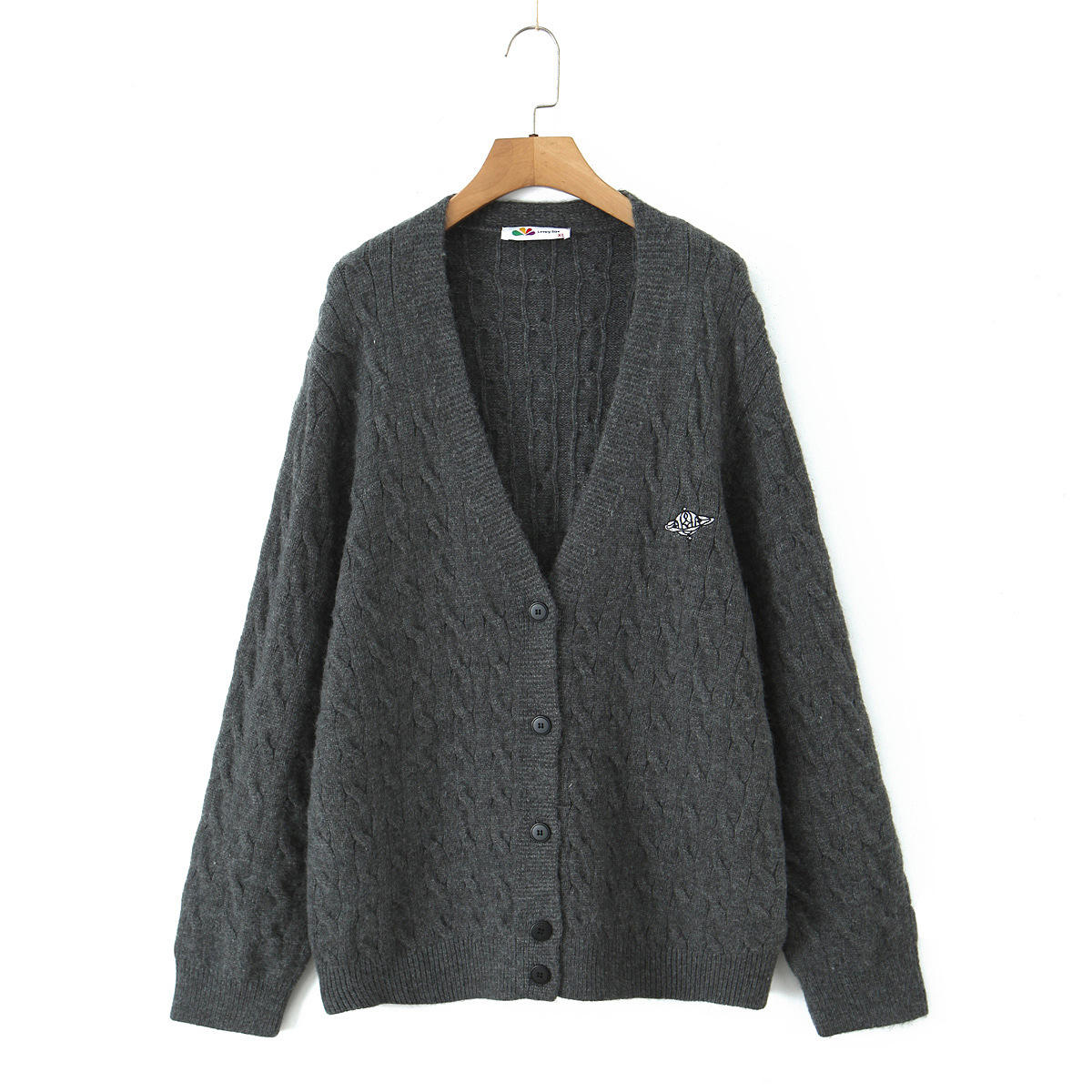 เสื้อคาร์ดิแกนถักสีเทาเข้ม