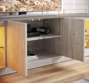 Mobile <span class=keywords><strong>TV</strong></span> Moderno per Televisori da 70-75 <span class=keywords><strong>Pollici</strong></span> con Ripiani in Vetro e Armadietti, Grande Centro di Intrattenimento - Product Image 4