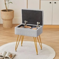 Tabouret de coiffeuse rose en bambou écologique, hauteur réglable, siège rembourré, pieds en métal, ottoman en fausse fourrure, rangement domestique