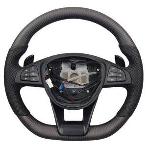 Volant sport en cuir personnalisé avec finition carbone mate pour <span class=keywords><strong>Mercedes</strong></span> CLA Classe C Classe E CLS W205 W213 W222 - Product Image 3