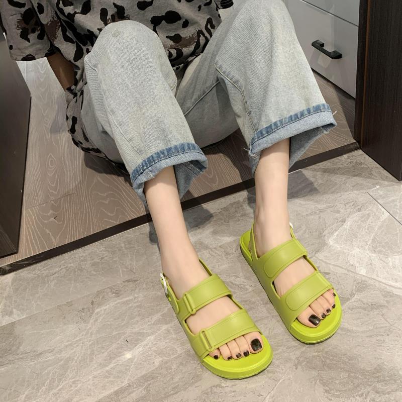 Korean Casual PVC Sandals for Women Summer 2022 Fashion Flat Sandals Shoes