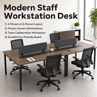 Poste de travail de bureau en panneau de particules mélaminé de 240 cm, cloison de séparation multi-personnes, style moderne et minimaliste, pour vente en gros