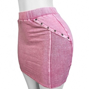 2024 flores fritas Vintage Patchwork botón Sudadera con capucha a juego <span class=keywords><strong>Mini</strong></span> falda ropa de mujer conjuntos lavados con ácido - Product Image 4