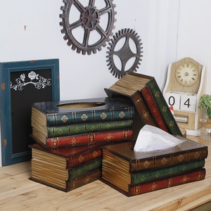Wholesale Custom Design Luxury Classical Home Decoration Wood Tissue <strong>Box</strong> Holder ,Hard Cover <strong>Books</strong> <strong>Box</strong> - Product Image 4