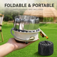 Réchaud à gaz butane portable multifonctionnel en acier pour l'extérieur, brûleur monobloc coupe-vent à concentration de chaleur style lotus pour voyage et pique-nique