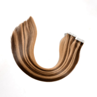 LaaVoo 5 pièces Extensions de cheveux naturels Remy chinois Balayage Brun Blond à clipser Double trame Doux et lisse 70g 12 pouces