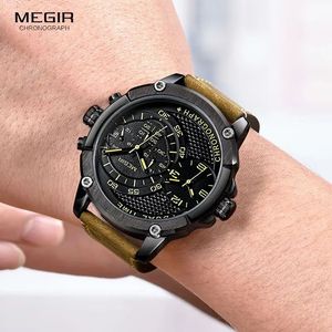 Reloj de Pulsera MEGIR 2093 para Hombre, Diseño Deportivo, Resistente al Agua, Correa de Cuero, Marca de Moda Popular, Nuevo Reloj de Cuarzo - Product Image 2