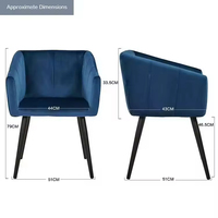 Chaise de salle à manger moderne et simple en velours bleu, fauteuil confortable pour les moments de loisirs