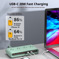 Bloc multiprise USB-C GaN 35W, station de charge de bureau avec 4 prises CA, 6 ports USB, 3 ports USB-C, 3 ports USB-A, chargeur rapide pour la maison et le bureau