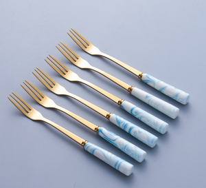 Porte-couverts de luxe pour table de restaurant cuillère à <span class=keywords><strong>thé</strong></span> et ensemble de fourchettes à dessert manche en céramique de marbre cuillères fourchette - Product Image 6