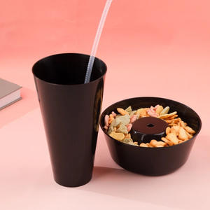 Gobelet jetable Hotpot sur les couvercles du plateau de collation Gobelet Boba en plastique avec support de bol à collation noir, gobelet à emporter en PP - Product Image 6