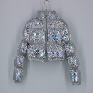 Veste de bouffante pour femme, court, Parka à bulles, vêtements à la mode, noir, rouge, violet, rose, vert, bleu, argent, <span class=keywords><strong>XXL</strong></span>, nouvelle collection hiver - Product Image 3
