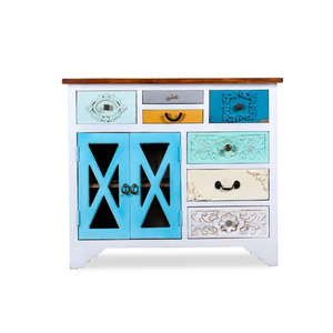 Cómoda de 6 cajones estilo rústico con diseño de puerta de granero y herrajes metálicos para dormitorio - Product Image 5