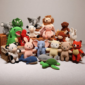 Animali di Peluche Lavorati a Maglia da 25cm, Assortiti: Zoo, Foresta, Fattoria, Animali Marini, <span class=keywords><strong>Elefante</strong></span>, Leone, Pecora all'Uncinetto - Product Image 1