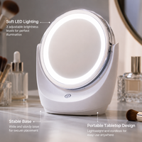Miroir de maquillage LED double face haute définition avec grossissement 1X 5X, écran tactile et variateur d'intensité pour coiffeuse