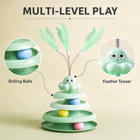 Jouet interactif pour chat : Piste de course à trois niveaux avec balles colorées pour l'entraînement et le divertissement
