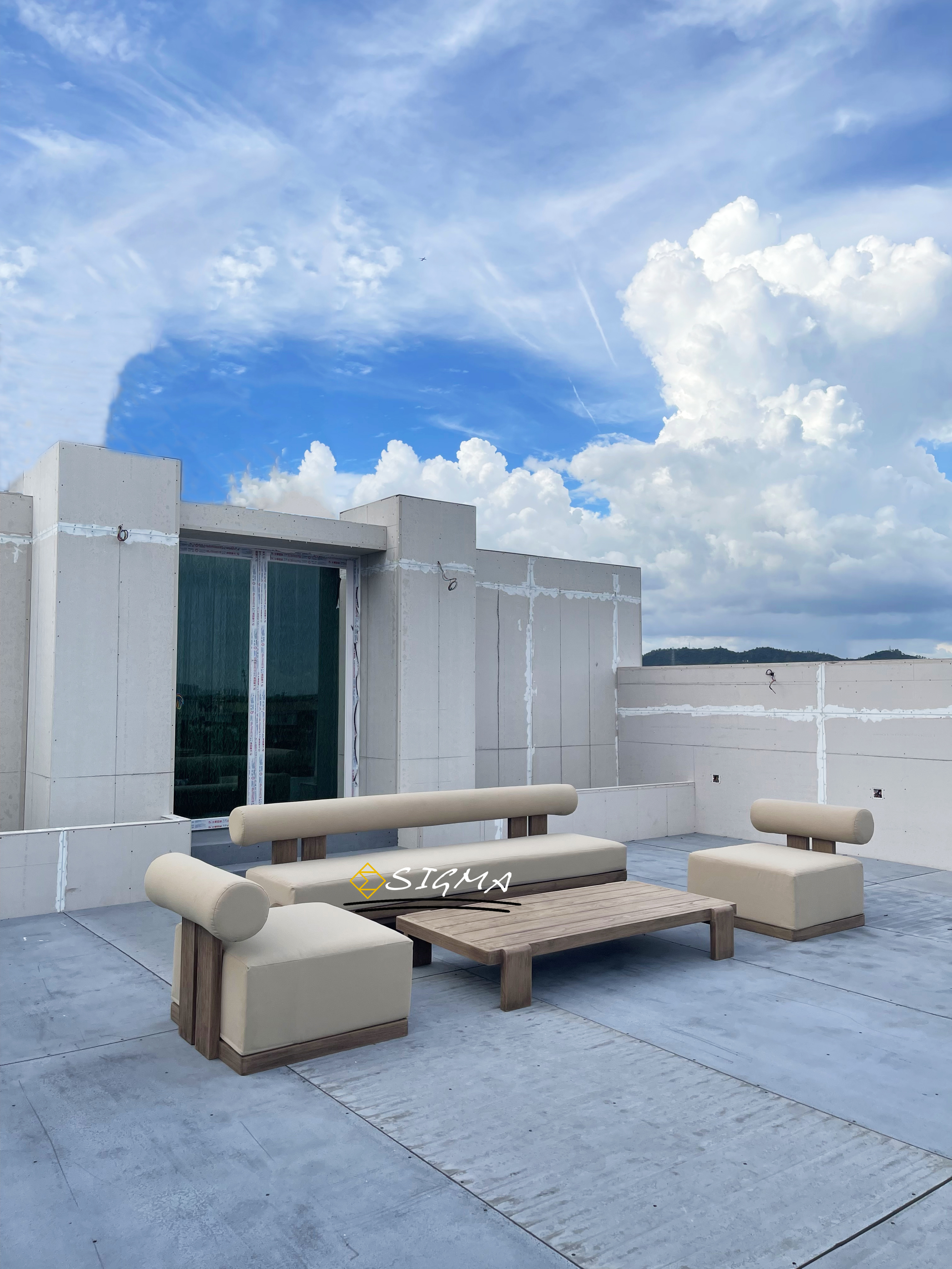 Outdoor Furniture Garden Sofa Modern Sofa  Patio Furniture Set Solid Teak  Wooden Frame Garden  Sofa Set