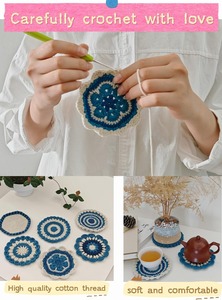 Posavasos de Madera Hechos a Mano con Ganchillo, No Tóxicos, para Proteger el Escritorio, Decoración del Hogar, Regalos para Fiestas, Bodas, Inauguración de Casa, Platos - Product Image 3