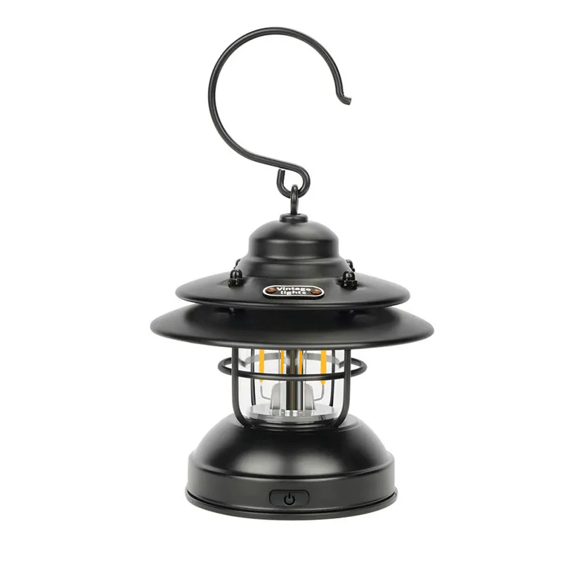 Hoogwaardige Moderne Outdoor Camping Essentials Draagbare Sfeer Lamp Oplaadbare Verstelbare Lichtbron Retro Led Lantaarn