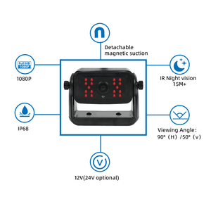 4PIN ที่มีเซ็นเซอร์ AHD 1080P กล้องมองหลังแม่เหล็ก18หลอด LED อินฟราเรดมองเห็นกลางคืนกันน้ำสำหรับรถบรรทุกรถบัสคาราวาน RVs - Product Image 2
