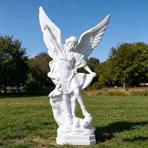 Statua dell'Angelo San Michele in Vetroresina a Grandezza Naturale, Scultura Religiosa dell'Arcangelo in Resina, Vendita all'Ingrosso - Product Image 6