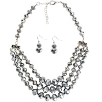 Kalung Manik Kristal YWJC 8mm 10mm, Kalung Rantai Pendek Multi-layer untuk Wanita, Kalung Manik Rondelle Modis
